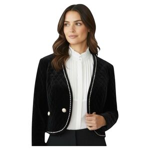Hobby Horse Classic Black Quilted Velvet Crop Jacket S Vintage Luxe Equestrian